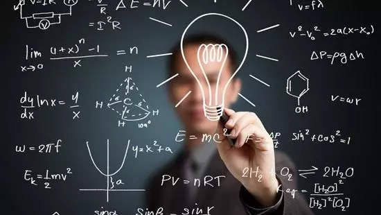 math equations and light bulb